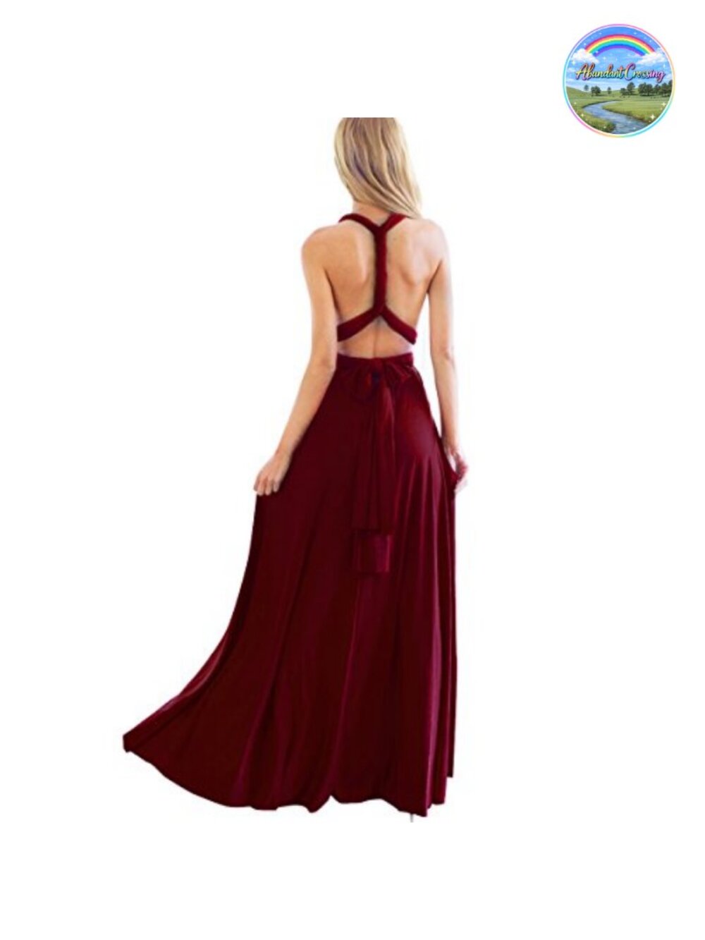 Women's Convertible Multi Way Maxi Dress Halter Spaghetti Strap Formal Gown